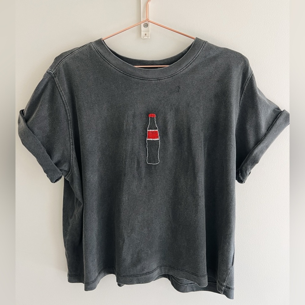 SOLD🧵♥️ Hand Embroidered Soda Bottle Tee